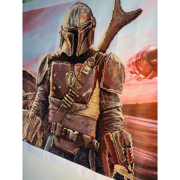 Mandalorian & Grogu Finished Partial Drill Diamond Painting 100x55cm Star Wars - Picture 9 of 13
